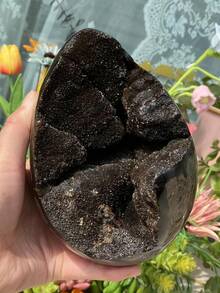 Black Turtle Shell Stone Egg Crystal Stone(Rock Crystal Has Natural Cracks, Not Damage. - Multicolor - View 12
