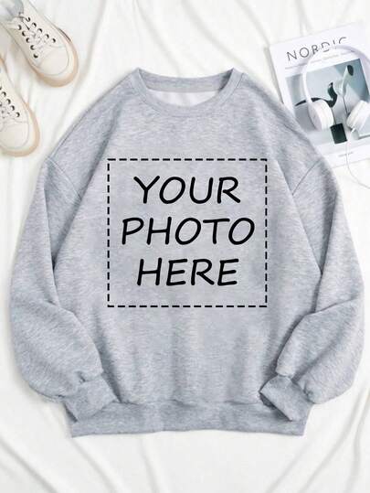 Thanksgiving Custom Personalized Gift, Christmas Gift - Customize 1 Women's Sweatshirt, Add Your Own Text/Picture (Badge Pattern/Company Logo/Family Photo/Selfie) To Design Your Own Personalized Printed T-Shirt, As A Gift For Girlfriend, Couple Dating Shirt, Sports Hoodie, Can Print Couple Photos/Selfies, Dogs, Cats, Etc., Beautiful, Fashionable,