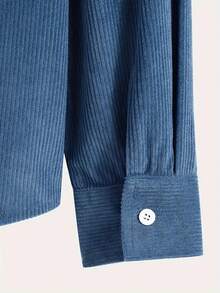 Teens/Youth Boys' Hooded Corduroy Color Block Drawstring Casual Shirt, Fashion School Style, Korean, Daily Wear, Commute, Versatile, Spring/Autumn New