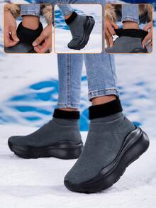 Breathable Anti-Slip Warm Thermal Lining Casual Outdoor Socks For Teenage Boys, Suitable For Winter - Dark Grey - View 5
