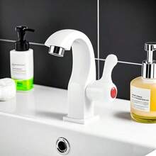 1 pieza Grifo de cocina de plástico moderno - Válvula de agua fría única, fácil instalación, diseño contemporáneo para fregadero o lavabo, diseño curvo