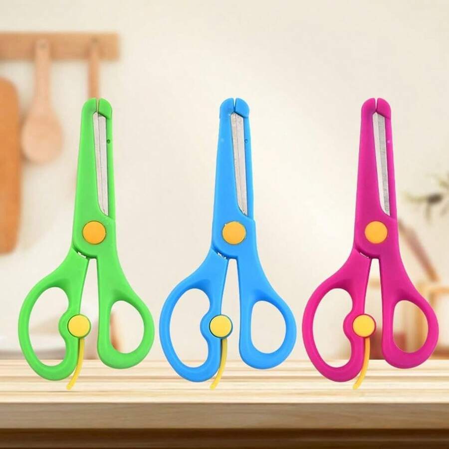 (Free Shipping)1PCS Plastic Safety Scissors, Children's Training Scissors, Cute Colored Scissors, Children's Handmade Scissors,Kids Scissors,Scissors Cute,Scissors For Kids - 隨機 - 查看 1