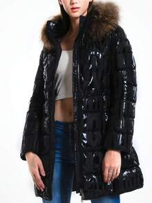 一件絎縫幾何休閒塗層布料拉鍊口袋垂墜抽繩撞色領子棉背心無袖棉夾克女士冬季背心日常旅行學校假期辦公室約會早午餐秋冬春季 - 黑色 - 查看 8