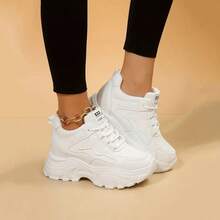 Women's Increased Height Retro Chunky Sneakers, Spring/Autumn 2025 New Fashion Sneakers, Versatile Platform High Heels, Suitable For Petite Women - White - View 6