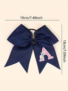 1pc Letter Print Big Bow Hair Scrunchie, 26 Letters A-Z Embroidered Polyester Girly Hair Accessory, Student Initial Letter Hair Tie - Multicolor - View 3