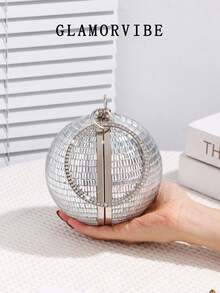 1pc Women's Fashionable Sparkling Ball-Shaped Crystal Rhinestone Evening Clutch Bag, Luxury Diamond Ring Handbag, High-End Shiny Diamond Formal Dress Purse, Minimalist Clutch Suitable For Gala, Party, Birthday, Wedding, Gift