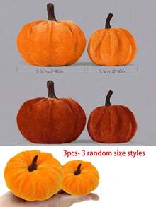 6 件仿天鹅绒泡沫织物南瓜装饰，秋季南瓜家居装饰，什锦天鹅绒南瓜假南瓜，人造秋季餐桌装饰，可重复使用的感恩节，秋季餐桌中心装饰，天鹅绒工艺南瓜，适合秋季家居农舍丰收感恩节装饰，餐桌中心装饰