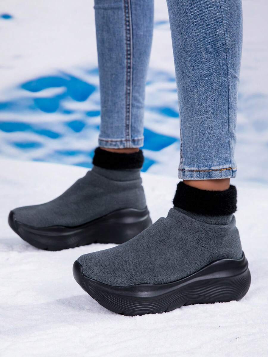 Breathable Anti-Slip Warm Thermal Lining Casual Outdoor Socks For Teenage Boys, Suitable For Winter - Dark Grey - View 1