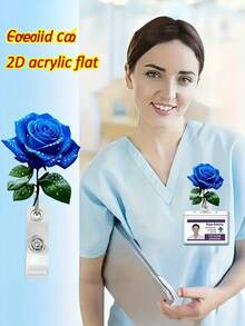 1 Stück Blau Rose Teleskop Abzeichen Clip - DIY Mode Identität Kleines Objekt, Metallclip, einfach zum Aufhängen für Forensik, ist ein praktisches Kleinteil für Büros, Ausstellungen, Schulen, Krankenhäuser, Büromitarbeiter um ihre personalisierten Ausweishalter selbst zusammenzubauen, Ausweishalter sehr geeignet für Ärzte, Krankenschwestern und Lehrer Büropersonal Freiwillige Abzeichen Aufroller