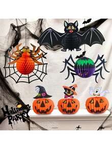 万圣节装饰户外派对布置道具万圣节南瓜鬼蝙蝠纸挂饰，圣诞节 - 彩色 - 查看 3