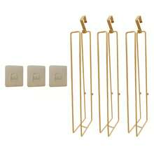 Soporte para papel higiénico sin taladro, estante de hierro para rollo de papel higiénico de baño, se adhiere a la puerta, soporte para toallas de cocina (dorado)
