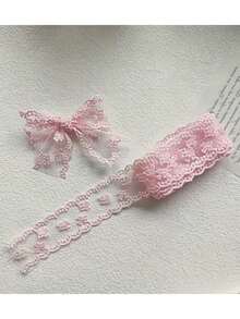 1 pezzo Nastro di pizzo fatto a mano con fiocco di raso - Verde menta, Lavanda, Rosa, Bianco (4 colori) Nastro di pizzo ondulato lungo 1 metro, accessorio per confezioni regalo, accessori per capelli, decorazione di abbigliamento, materiale artigianale elegante fai-da-te, esclusivo per stilisti di moda