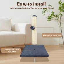 EFAN 40 Cm Tall Pet Cat Scratching Board, Entertainment Toy For Cat, With Hemp Rope And Soft, Smooth Plush Covering, Vertical Scratching [Fully Extended], Modern And Stable Design, Specially Designed For Cats. - Dark Grey - View 4