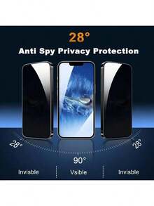 5pcs Anti-Spy Phone Screen Protection Privacy Tempered Film Compatible With Apple Phone 6/6s,7/8/Plus,X/Xs/XS Max,11/11pro/11 Pro Max,12mini/12/12 Pro/12 Pro Max,13/13mini/13 Pro/13 Pro Max,14/14 Plus/14 Pro/14 Pro Max,15/15Plus/15Pro/15Promax, 16/16e - Black - View 3