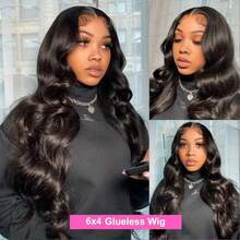 NARNI 34 Inch Wear And Go Glueless Wigs Human Hair 250% Density Pre Plucked Pre Cut 6x4 HD Body Wave Lace Closure Wigs Human Hair For Women 5x5 Glueless Human Hair Wig Wear To Go Natural Black - Natural Black - View 7