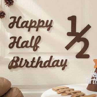 1 Set Of 2pcs Happy Half Birthday Non-Woven Fabric Party Decorations, Photo Booth Props, Background