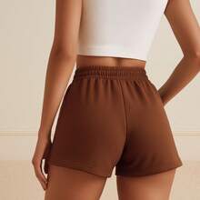 Women's Basic Sweatpants, Comfort, Casual, Everyday, Heart Print - Rust Brown - View 4