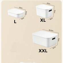 1 hộp đựng đồ màu trắng, hộp đựng đồ, hộp đựng đồ chống bụi, chống ẩm, hộp đựng đồ lặt vặt, hộp đựng mỹ phẩm để bàn, giỏ đựng đồ chơi, hộp đựng đồ gia dụng bằng nhựa, hộp đựng đồ nhà bếp, cho ô tô, phòng khách, phòng ngủ, phòng học, sân vườn - trắng - Xem 11