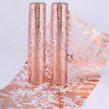 1pc Rose Gold Table Runner - Shimmery Mesh Runners For Wedding Bride Shower, Baby Shower, Christmas, Birthday Party - Multicolor - View 11