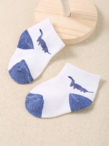 20/10/5 双随机款婴儿恐龙/条纹/裸色提花图案中筒袜，可爱休闲中筒袜，适合男婴，完美适合 0-3 岁幼儿 - 彩色 - 查看 9