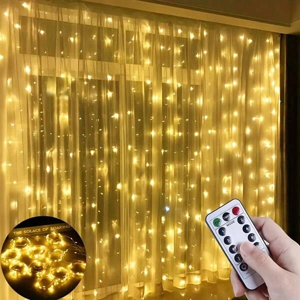 Christmas LED Curtain Lights, 8 Modes, USB Powered, Atmosphere Lights For Decoration, New Year, Valentine's Day, Bedroom, Birthday, Holiday, Wedding, Party, Indoor Window
