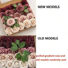 5 peças/15 peças/25 peças Rosa Artificial, Conjunto de Rosas Artificiais Gradiente Verde Floresta - Conjunto de Buquê de Casamento DIY, Adequado para Casamento, Bolo e Decoração de Mesa de Festa. Rosas de Espuma de Simulação em Caixa de Presente Tingida, Atmosfera Leve de Luxo/Simples/Estilo Europeu, Envie para Amigos, Parceiros, Mães, Namoradas. Dia de Natal