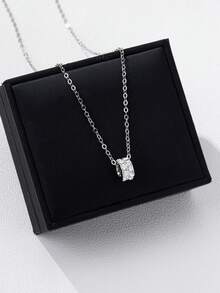 1 件优雅百搭银链吊坠项链，女士派对/节日珠宝礼物