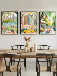 3 pezzi Quadri murali moderni ad acquerello della città di New York, cartellone su tela di New York, decorazione da parete a tema viaggio, pittura paesaggistica del Central Park di New York, opera d'arte murale dei landmark di New York, adatta per camera da letto, soggiorno, ufficio, sala da pranzo, cucina, studio, corridoio, dormitorio, bagno, regalo ideale per amici, opera d'arte da parete, decorazione da parete, decorazione per la casa, decorazione per la stanza, tela artistica da parete, cartellone, opera d'arte incorniciata, opzioni di cornice disponibili - Multicolore - Visualizzare 5