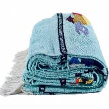 Baja Trader Serape Mexican Blanket Yoga Mat Camping Blanket Beach Blanket Picnic Blanket Handmade Woven Throw Blanket Home Decor Car Blanket Sea Turtle (Ice)