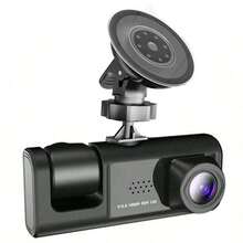 1 件，行车记录仪前部和内部，3 通道汽车行车记录仪，1080P FHD DVR 汽车仪表盘摄像头带循环录制，2 英寸显示屏，不包括 SD 卡电池容量 150mAh
