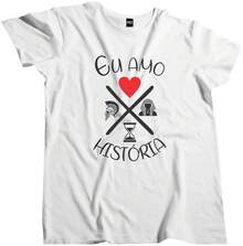 Camisa Masculina Eu Amo Historia - Branco - Visão 6