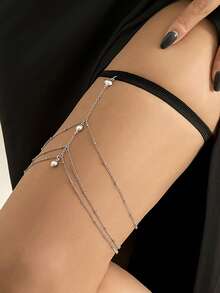 Simple Double-Layer Sequin Tassel Thigh Chain, Female Sexy Elastic Chain, Geometric Body Chain