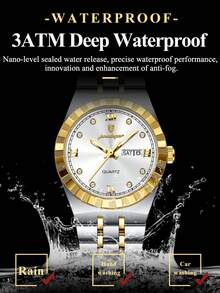 POEDAGAR 1件装女士不锈钢优雅奢华防水夜光日期星期显示石英腕表，女士休闲日常腕表及礼品 - 均碼 - 查看 9