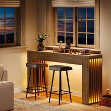 Tribesigns Consola de madera de 150 cm de largo detrás del sofá con patas de listones verticales para entrada, pasillo, recibidor, salón (marrón rústico) - Marrón - Ver 8