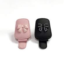 Car Sunglasses Holder, Magnetic Leather Sunglasses Clip, Car Visor Glasses Hook, Car Interior Visor Accessories,Bow Glasses Holder