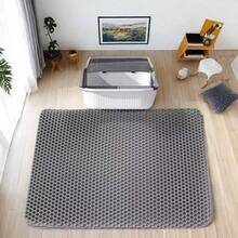 Alfombra grande para caja de de gato de material EVA de doble capa, anti-salpicaduras y fugas, lavable, para atrapar la , limpieza conveniente, disponible en varios tamaños, alfombra para caja de de mascota - Gris - Ver 3