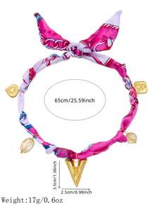 1 Peça Lenço de Seda Estiloso e Boêmio, Colar Feminino, Pingente Multielemental Banhado a Ouro em Aço Inoxidável Resistente à Descoloração, Acessório Adequado para Todas as Estações, Uso Festivo ou Diário, Presente de Natal