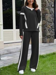 Contrast Color Casual Pocket With Contrast Color Fine Edge Drawstring Daily Wear