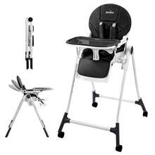 Sejoy Baby High Chair For Babies & Toddlers With 4 Wheels, For 6 Months-3 Years, Up To 110 Lbs/50kg, Removable Tablet, Adjustable Backrest Footrest Tablet Positions Seat Heights, Stand-Alone - 黑色 - 查看 1