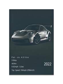 1/6 件装饰艺术风格超级跑车海报套装，高性能赛车墙面艺术，优质纸质印刷，适用于家居装饰、卧室、餐厅、工作室、客厅，无框 - 彩色 - 查看 11