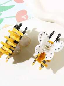 1pc Cute Bee Design Hair Clip For Little Girls, Cartoon Animal Hair Accessory, Small Claw Clip - Yellow - View 4