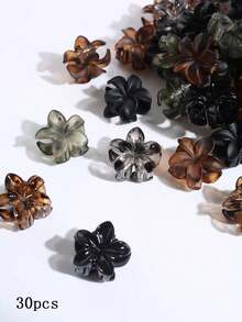 15/20/30pcs Mini Flower Shaped Claw Clips, Coffee Color, Small Size Hair Clips For Bangs, Strands Hair Jaw Clip Hair Clamps Hair Clutch Hair Catcher Clip, Beach Accessories Fall Winter Hair Accessories For Women For Vacation Outfits Woman - Multicolor - View 9