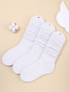 1/3 Pairs Women's Fall Autumn Winter Warm Slouch Knit Socks Simple Solid Color Slouchy Socks Women Scrunch Socks Men's And Women's Crew Socks Bubble Pile Socks Black, White & Gray Compression Socks Comfortable, Breathable, Fashionable Perfect Gifts For Hiking, Back To School, Halloween & Christmas Xmas