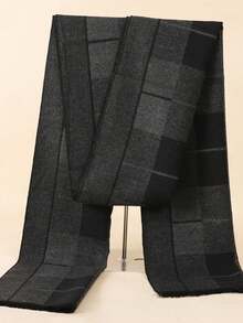 1pc Classic Striped & Plaid Print Warm Thick Scarf, Unisex Fashion Casual Couple Neck Warmer, Suitable For Daily Wear, Autumn/Winter