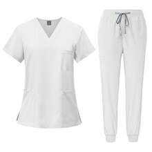 Pijama Quirurgica Conjunto Medico Anti Fluidos Jogger, Scrub - Blanco - Ver 2