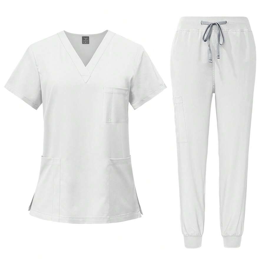 Pijama Quirurgica Conjunto Medico Anti Fluidos Jogger, Scrub - Blanco - Ver 1