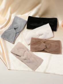 1pc Cute & Cozy Solid Color Plush Bow Headband, Suitable For Daily Life, Outings, Decorative Styling For Women Fall Hair Accessories Autumn Women Bandana Sport Sweatband Yoga Hair Wrap Workout Winter Hair Band For Vacation Outfits Woman Elegant Scarf Summer Outfits - Multicolor - View 6