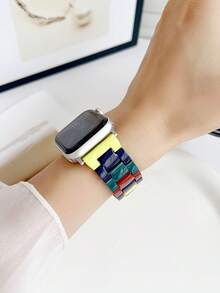 1 pieza Correa de Apple Watch, correa de Apple Watch para hombres y mujeres con bloques de construcción de dopamina, compatible con Apple Watch 40/41/42/44/45/46/49/38mm, adecuado para Apple Watch Series 10/9/SE/8/7/6/5/4/3/2/1 Ultra3/2/1, nueva correa de muñeca creativa y linda de dibujos animados, accesorios de banda inteligente, verano, transpirable, ligera