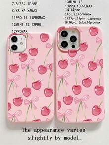 2pcs Pink Cherry Blossom Floral Phone Case Compatible With IPhone 14 Pro Max, 13, 12/12 Pro, 11, XS, XR, Stylish And Romantic Design - Pink - View 7