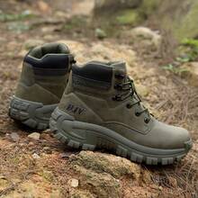 5.AA Men's Desert Jungle Hiking Boots, Zipper Tactical Boots, Lightweight Non-Slip High Top Boots For Mountaineering Hunting Exploration - Army Green - View 5
